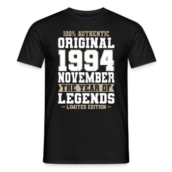 30th Birthday Vintage November 1994 Original - Men's T-Shirt - black - Front - AI Model Male 178 light (178cm)