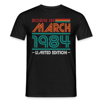 40. Geburtstag Jahrgang März 1984 Born in 1984 - Männer T-Shirt - Schwarz - Vorne - AI Model Male 178 light (178cm)