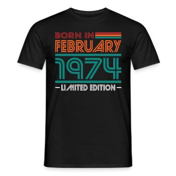 50th Birthday Vintage February 1974 Born in 1974 - Men's T-Shirt - black - Front - AI Model Male 178 light (178cm)