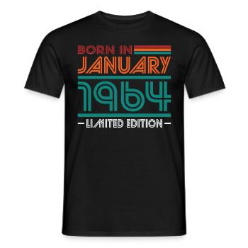 60th Birthday Vintage January 1964 Born in 1964 - Men's T-Shirt - black - Front - AI Model Male 178 light (178cm)