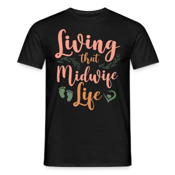 Nurse Midwife Birth Worker Living - Men's T-Shirt - black - Front - AI Model Male 178 light (178cm)