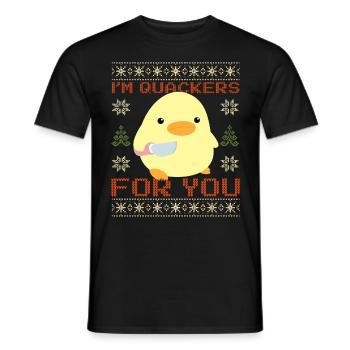 Duck with Knife Meme - Quackers Ugly Christmas - Men's T-Shirt - black - Front - AI Model Male 178 light (178cm)