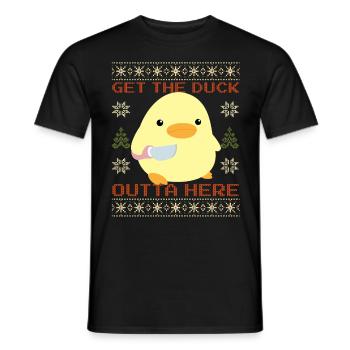 Duck with Knife Meme - Get the Duck Ugly Christmas - Men's T-Shirt - black - Front - AI Model Male 178 light (178cm)