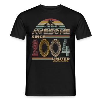 20th Birthday Vintage 2004 Awesome Since 2004 - Men's T-Shirt - black - Front - AI Model Male 178 light (178cm)