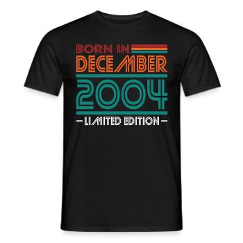 20th Birthday Born December 2004 Born 2004 - Men's T-Shirt - black - Front - AI Model Male 178 light (178cm)