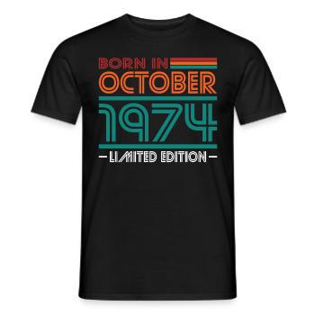 50th Birthday Vintage October 1974 Born in 1974 - Men's T-Shirt - black - Front - AI Model Male 178 light (178cm)