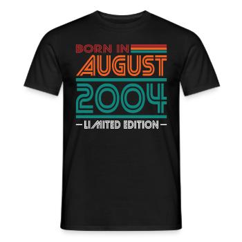 20th Birthday Vintage August 2004 Born in 2004 - Men's T-Shirt - black - Front - AI Model Male 178 light (178cm)