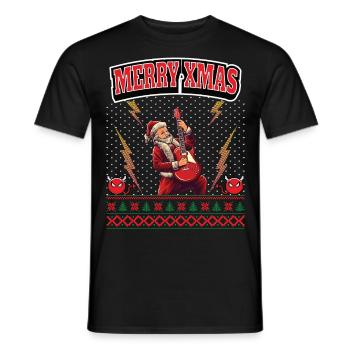 Ugly Christmas 8 Bit Pixel Rock und Heavy-Metal - Männer T-Shirt - Schwarz - Vorne - AI Model Male 178 light (178cm)