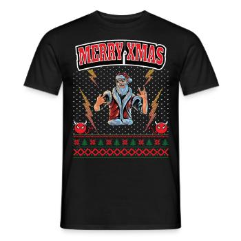 Ugly Christmas 8 Bit Pixel Rock und Heavy-Metal - Männer T-Shirt - Schwarz - Vorne - AI Model Male 178 light (178cm)