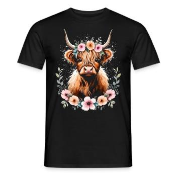 Vache écossaise des Highlands - T-shirt homme - noir - Devant - AI Model Male 178 light (178cm)