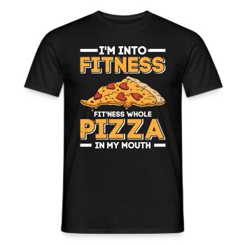 Cuisson de pizzas Je suis dans la forme physique Pizza entière dans la bouche - T-shirt homme - noir - Devant - AI Model Male 178 light (178cm)