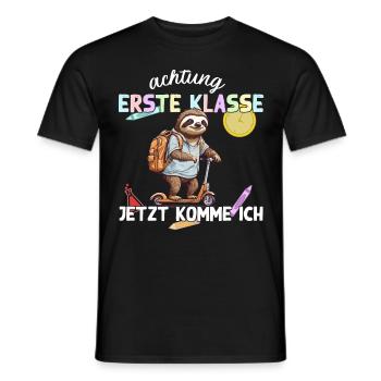 Faultier Erste Klasse Einschulung Roller Design - Männer T-Shirt - Schwarz - Vorne - AI Model Male 178 light (178cm)