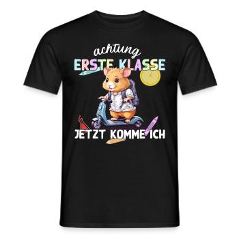Hamster Erste Klasse Einschulung Schulstart - Männer T-Shirt - Schwarz - Vorne - AI Model Male 178 light (178cm)
