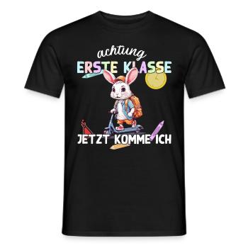 Süßer Hase mit Roller Schulbeginn Erste Klasse - Männer T-Shirt - Schwarz - Vorne - AI Model Male 178 light (178cm)