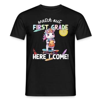 Licorne mignonne premier jour d’école école de skateboard - T-shirt homme - noir - Devant - AI Model Male 178 light (178cm)