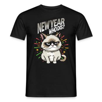Nouvel An Qui dis ? Pyjama Angry Cat Bonne Année - T-shirt homme - noir - Devant - AI Model Male 178 light (178cm)