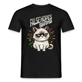 Faux espoirs - Pyjama Bonne Année Chat en colère - T-shirt homme - noir - Devant - AI Model Male 178 light (178cm)
