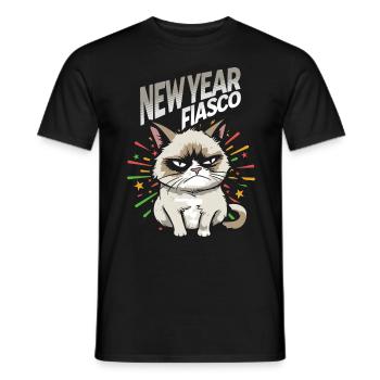Fiasco du Nouvel An - Pyjama Bonne Année Chat en colère - T-shirt homme - noir - Devant - AI Model Male 178 light (178cm)