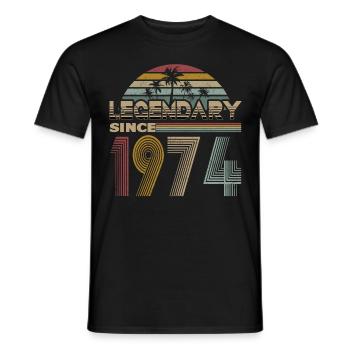 50e anniversaire Millésime 1974 Légendaire depuis 1974 - T-shirt homme - noir - Devant - AI Model Male 178 light (178cm)