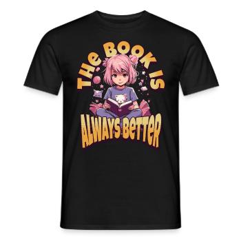 Books are better - Kawaii Girl for Bookworms - Men's T-Shirt - black - Front - AI Model Male 178 light (178cm)