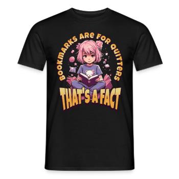 Bookmarks are for Quitters - Kawaii Anime Girl - Men's T-Shirt - black - Front - AI Model Male 178 light (178cm)