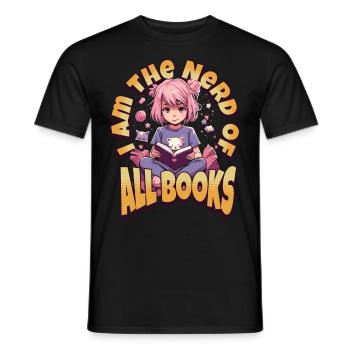 Book Nerd - Kawaii Anime Girl for Bookworms - Men's T-Shirt - black - Front - AI Model Male 178 light (178cm)