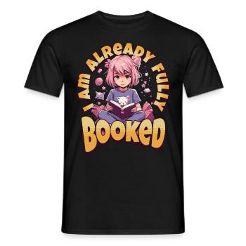 Fully Booked - Kawaii Anime Girl for Bookworms - Men's T-Shirt - black - Front - AI Model Male 178 light (178cm)