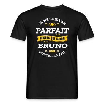 BRUNO PARFAIT - PRENOM BRUNO - T-shirt homme - noir - Devant - AI Model Male 178 light (178cm)