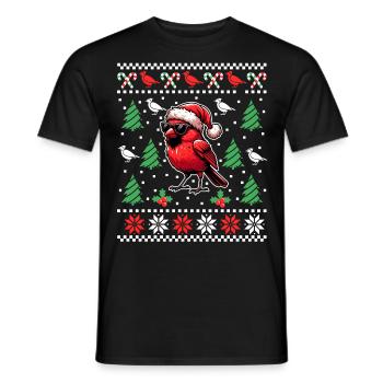 Noël d’oiseau cardinal rouge - T-shirt homme - noir - Devant - AI Model Male 178 light (178cm)