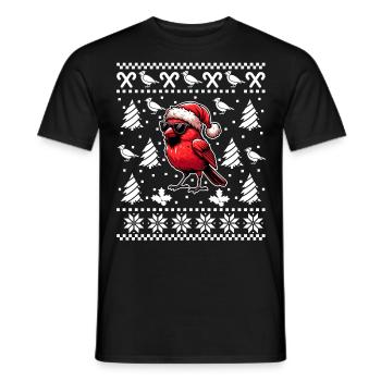 Noël d’oiseau cardinal rouge - T-shirt homme - noir - Devant - AI Model Male 178 light (178cm)
