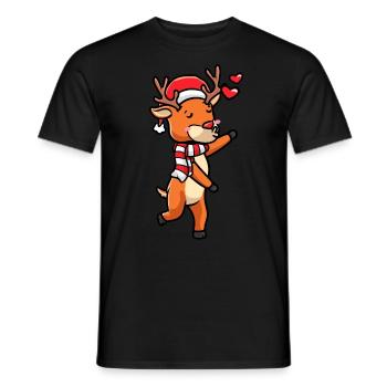 Reindeer Emoticon Christmas Christmas - Men's T-Shirt - black - Front - AI Model Male 178 light (178cm)