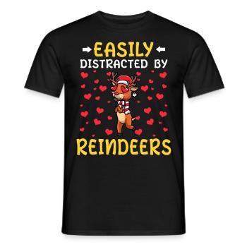 Facilement distrait par le Noël des rennes - T-shirt homme - noir - Devant - AI Model Male 178 light (178cm)