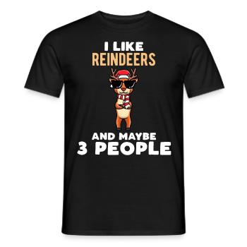 I like reindeer and maybe 3 people - Men's T-Shirt - black - Front - AI Model Male 178 light (178cm)