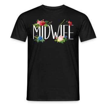 Infirmière Sage-femme Accoucheuse Fleur - T-shirt homme - noir - Devant - AI Model Male 178 light (178cm)