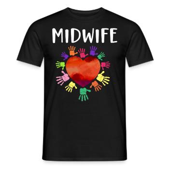Infirmière Sage-femme Accoucheuse Coeur - T-shirt homme - noir - Devant - AI Model Male 178 light (178cm)