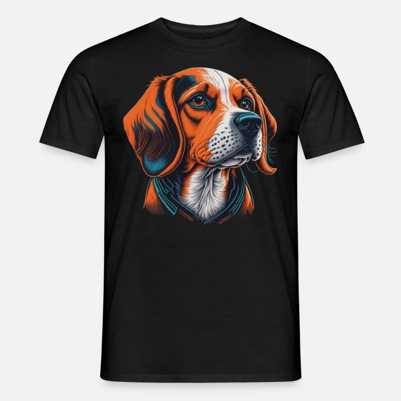 Beagle Kopf - Männer T-Shirt - Schwarz