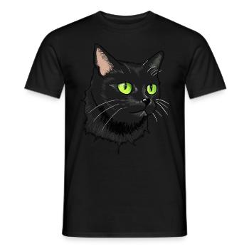 Black Cat Green Eyes - Men's T-Shirt - black - Front - AI Model Male 178 light (178cm)