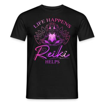 Le Reiki de la vie aide le Reiki Lotus - T-shirt homme - noir - Devant - AI Model Male 178 light (178cm)
