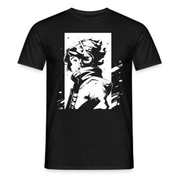 Le cool Cyberpunk Style Anime Boy Otaku de Shibuya - T-shirt homme - noir - Devant - AI Model Male 178 light (178cm)
