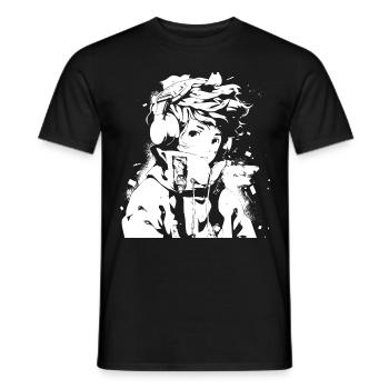 Le cool Cyberpunk Style Anime Boy Otaku de Shibuya - T-shirt homme - noir - Devant - AI Model Male 178 light (178cm)