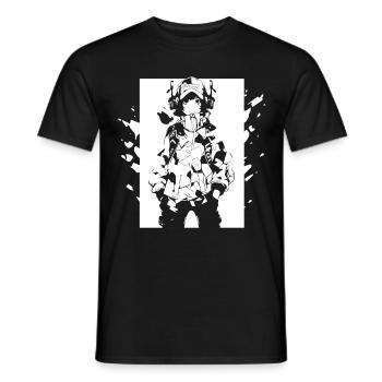 Le cool Cyberpunk Style Anime Boy Otaku de Shibuya - T-shirt homme - noir - Devant - AI Model Male 178 light (178cm)