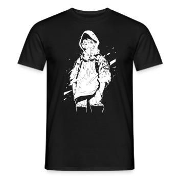 Le cool Cyberpunk Style Anime Boy Otaku de Shibuya - T-shirt homme - noir - Devant - AI Model Male 178 light (178cm)
