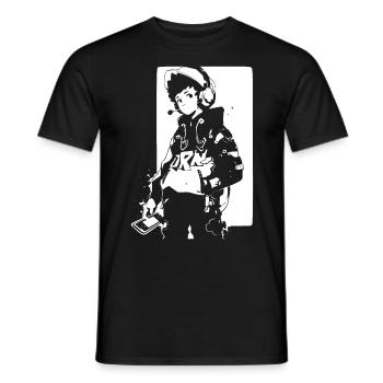Le cool Cyberpunk Style Anime Boy Otaku de Shibuya - T-shirt homme - noir - Devant - AI Model Male 178 light (178cm)