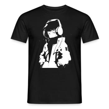Le cool Cyberpunk Style Anime Boy Otaku de Shibuya - T-shirt homme - noir - Devant - AI Model Male 178 light (178cm)