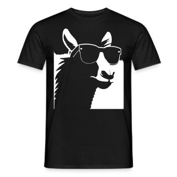 Drôle d’alpaga portant des lunettes de soleil cool alpagas - T-shirt homme - noir - Devant - AI Model Male 178 light (178cm)