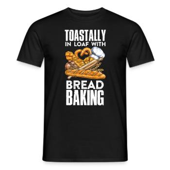 Boulanger de pain grillé dans un pain avec cuisson du pain - T-shirt homme - noir - Devant - AI Model Male 178 light (178cm)