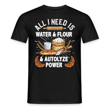 Tout ce dont j’ai besoin, c’est d’eau et de farine - T-shirt homme - noir - Devant - AI Model Male 178 light (178cm)