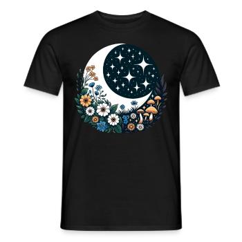 Moon Mushrooms Cottagecore Flowers Night Goblincore - Men's T-Shirt - black - Front - AI Model Male 178 light (178cm)