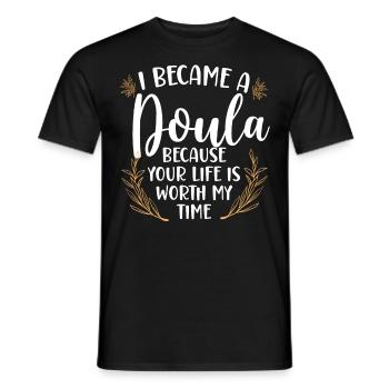 Doula accoucheuse Je suis devenue une - T-shirt homme - noir - Devant - AI Model Male 178 light (178cm)