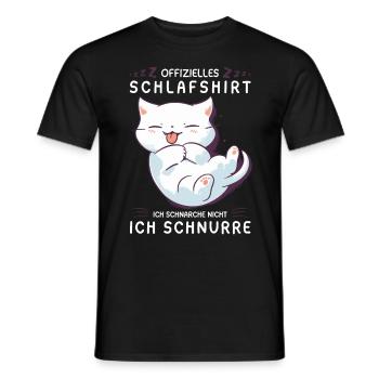 Offizielles Schlafshirt personalisiert mit Katze - Männer T-Shirt - Schwarz - Vorne - AI Model Male 178 light (178cm)